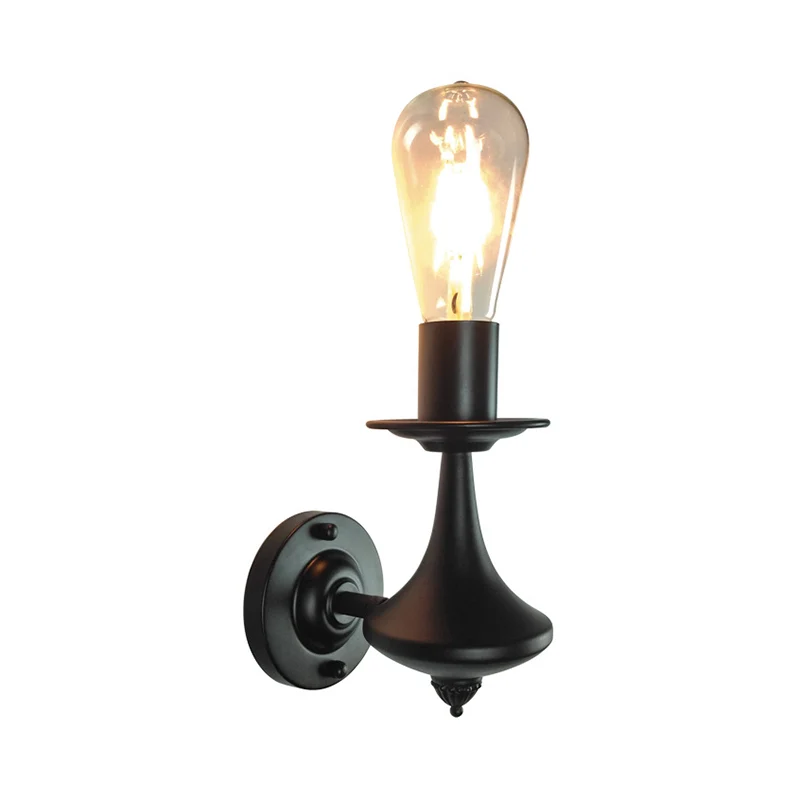 Applique murale noire métallique, ampoule exposée, 1/2 lumières, luminaire mural industriel Rétro pour salon