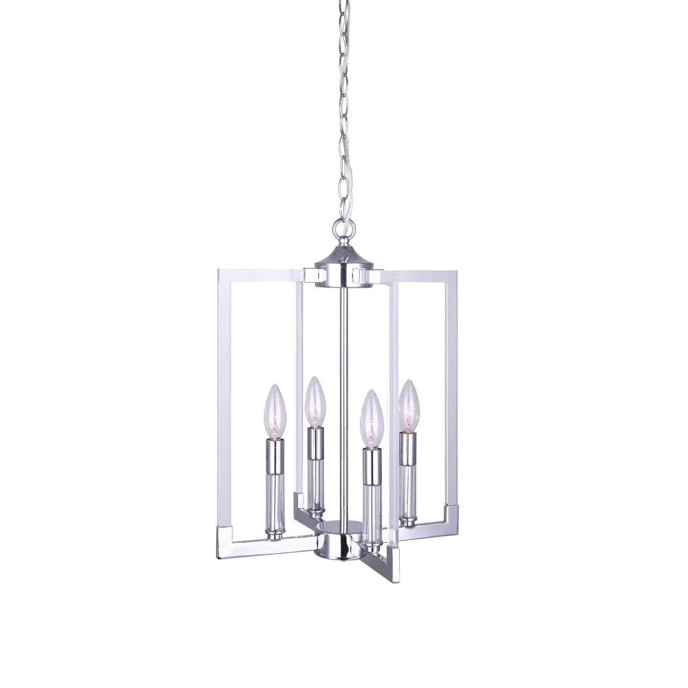 Échappement poids lourd Lustre à 4 lumières Willa en acier chromé avec accents d'acrylique, 14" x 19" à 81,5"