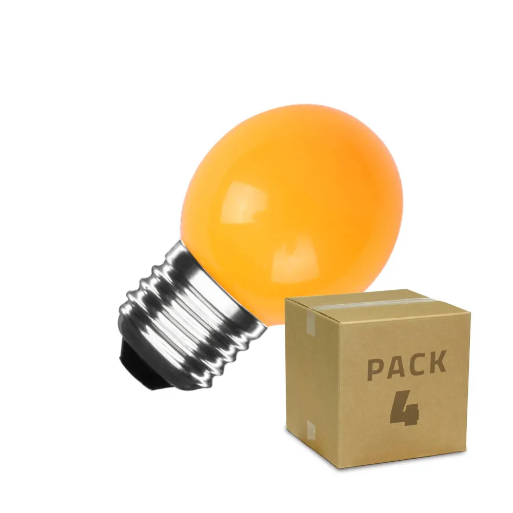 Ensemble de quatre ampoules LED E27 de 3W 300 lumens couleur orange