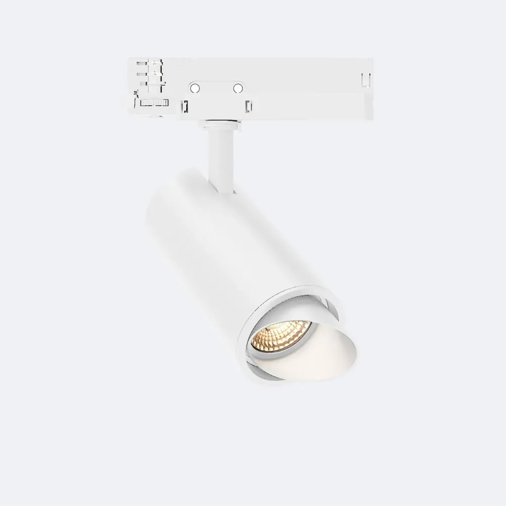 Fasano Spot LED Blanc 20W Rail Triphasé Dimmable Forme Cylindrique Biseautée