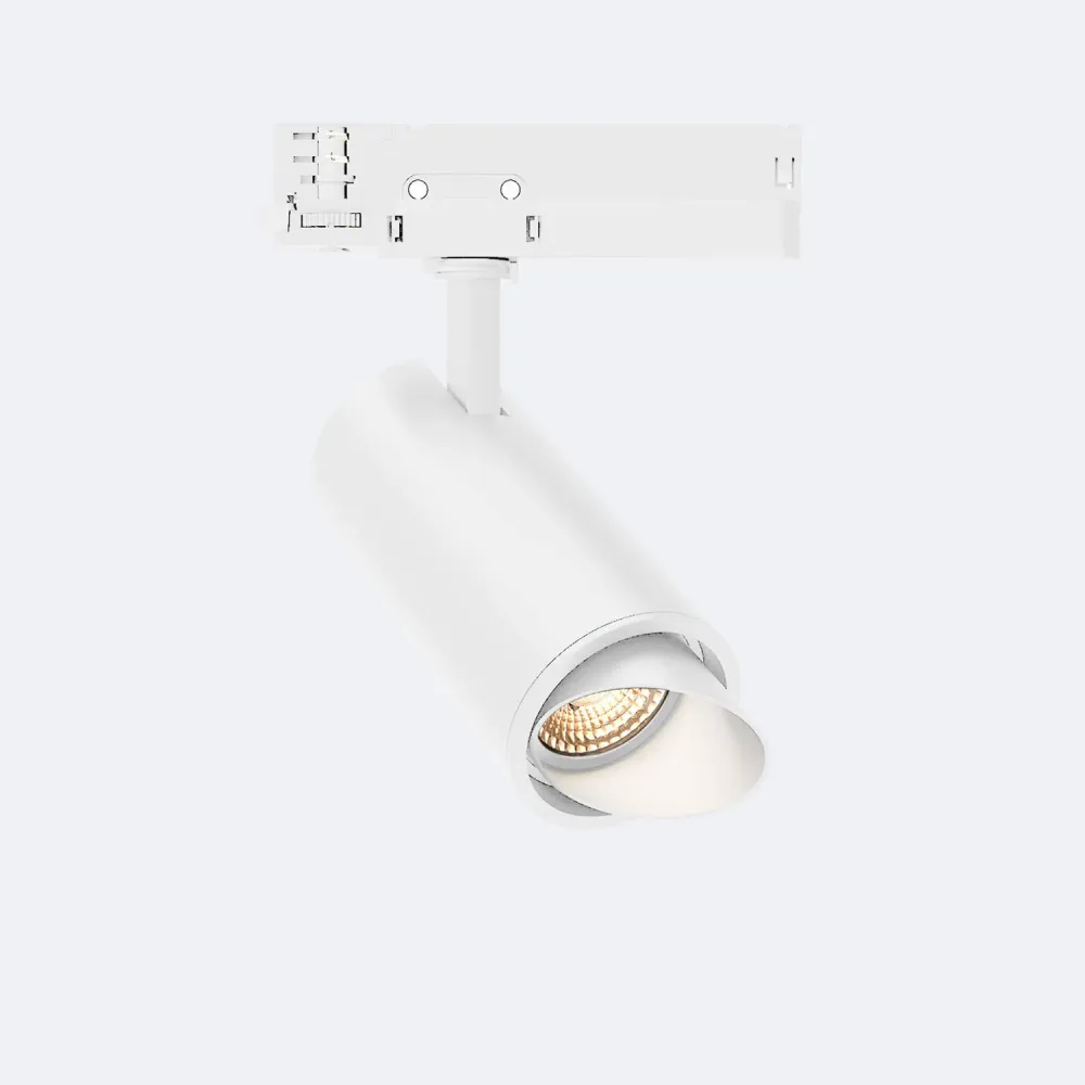 Fasano Spot LED Blanc 20W Rail Triphasé Dimmable Forme Cylindrique Biseautée