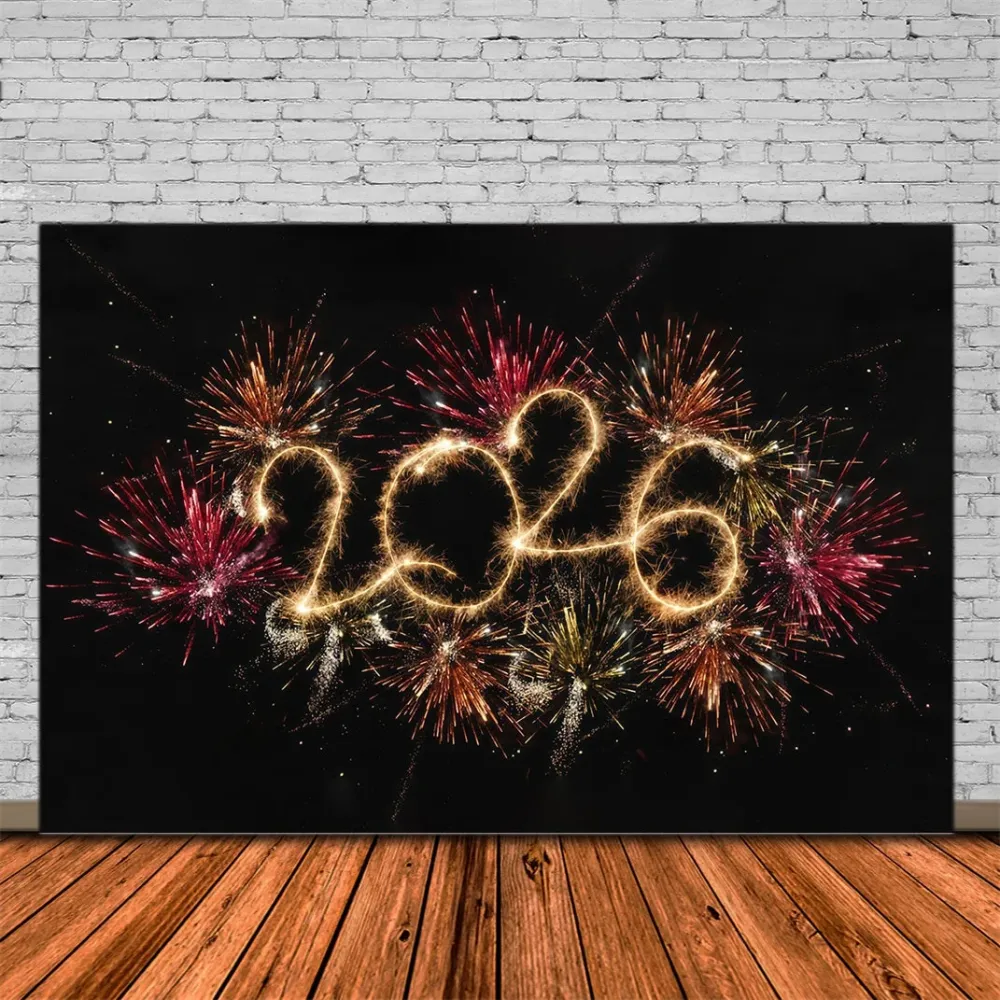 Fond pour le Nouvel 2026 Feux d'artifice vibrants Éclats étincelants Fond pour le Nouvel MRR10-10