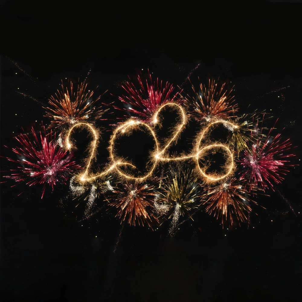 Fond pour le Nouvel 2026 Feux d'artifice vibrants Éclats étincelants Fond pour le Nouvel MRR10-10