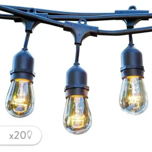 Guirlande lumineuse extérieur 20 ampoules à filament vieux douille E27 LED blanc chaud MAFY 20 LIGHT 10m très éclairante