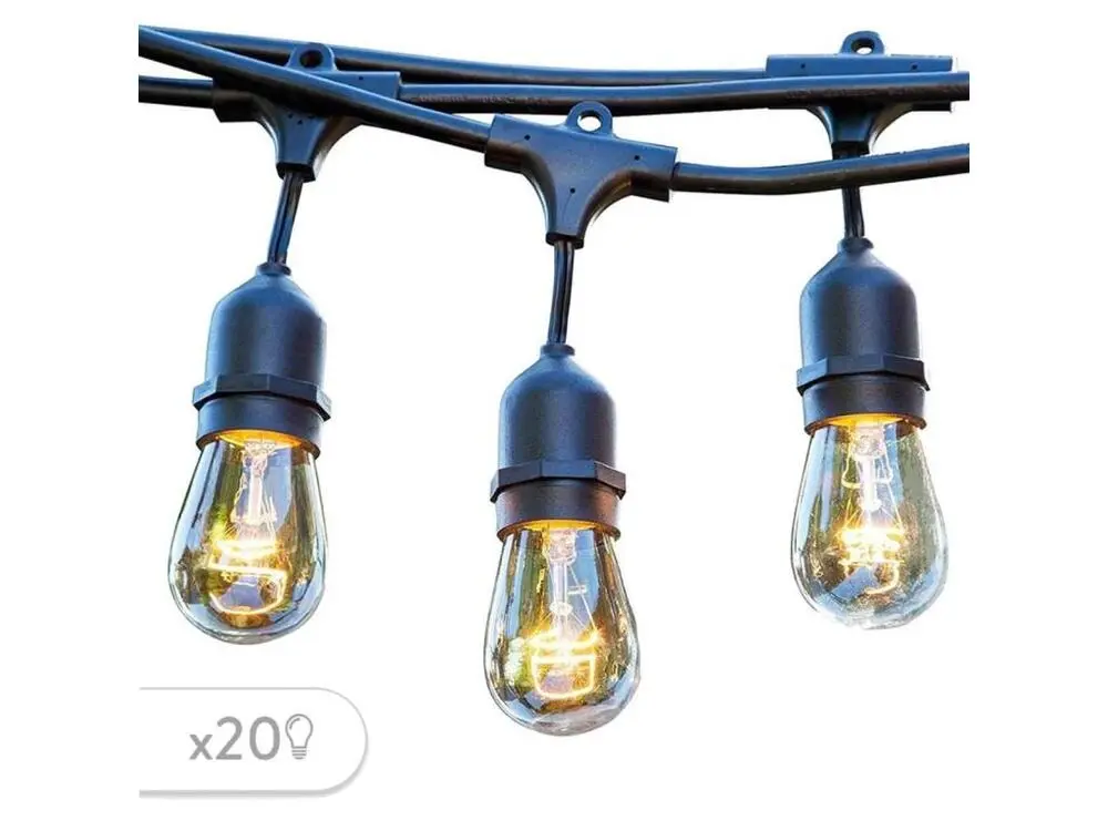 Guirlande lumineuse extérieur 20 ampoules à filament vieux douille E27 LED blanc chaud MAFY 20 LIGHT 10m très éclairante