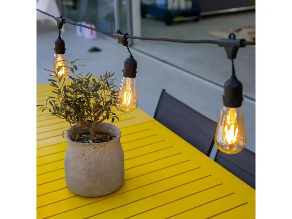 Guirlande lumineuse extérieur 20 ampoules à filament vieux douille E27 LED blanc chaud MAFY 20 LIGHT 10m très éclairante