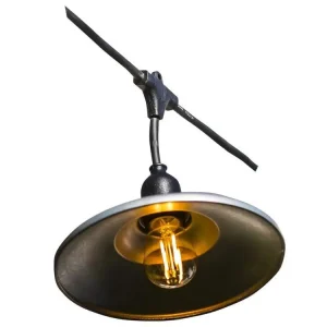 Guirlande lumineuse extérieur avec abat-jour en acier style industriel 10 ampoules à filament douille E27 LED blanc ardent...
