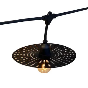 Guirlande lumineuse extérieur avec abat-jour à trou en métal 10 ampoules à filament vintage douille E27 LED blanc ardent P...
