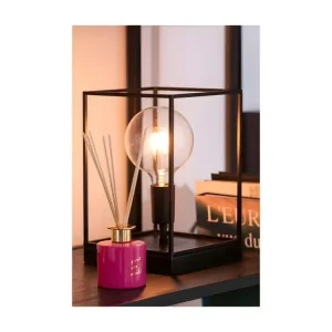 Lampe 1 Ampoule Rectangulaire Cadre Metal Noir Réduit - L 20,5 x l 20,5 x H 30,5 cm