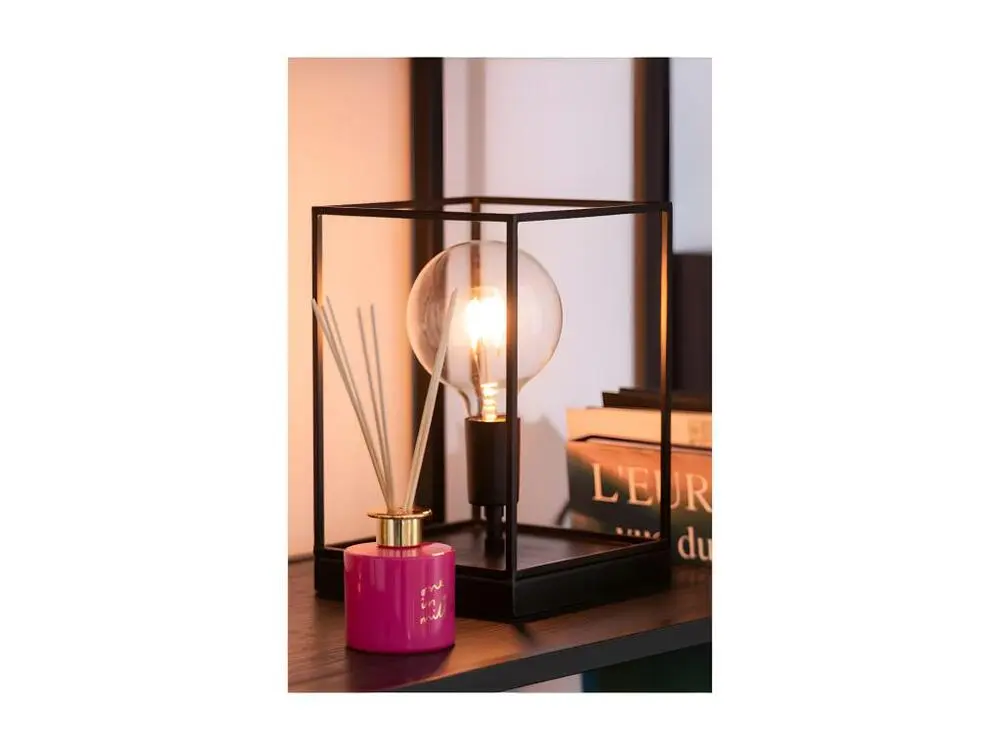 Lampe 1 Ampoule Rectangulaire Cadre Metal Noir Réduit - L 20,5 x l 20,5 x H 30,5 cm