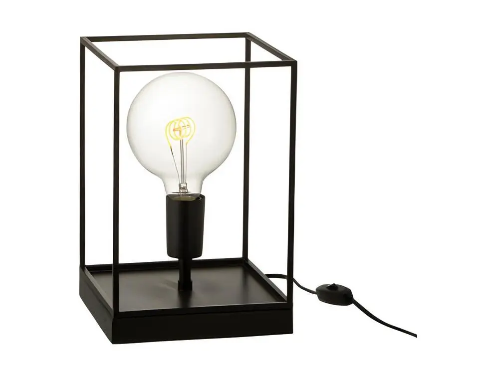 Lampe 1 Ampoule Rectangulaire Cadre Metal Noir Réduit - L 20,5 x l 20,5 x H 30,5 cm
