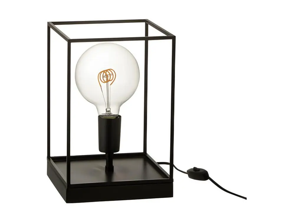 Lampe 1 Ampoule Rectangulaire Cadre Metal Noir Réduit - L 20,5 x l 20,5 x H 30,5 cm