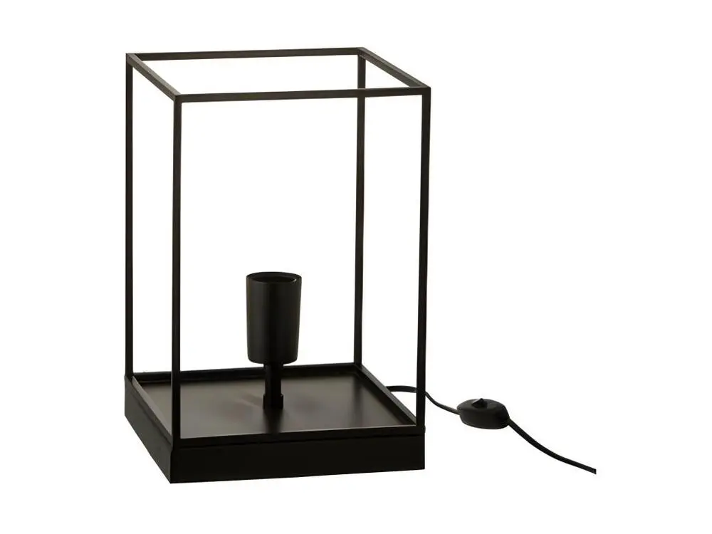 Lampe 1 Ampoule Rectangulaire Cadre Metal Noir Réduit - L 20,5 x l 20,5 x H 30,5 cm