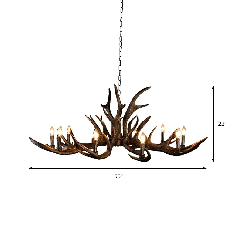 Lampe suspendue à bougie traditionnelle, 6/10/15 ampoules, lustre en résine, luminaire noir pour magasin