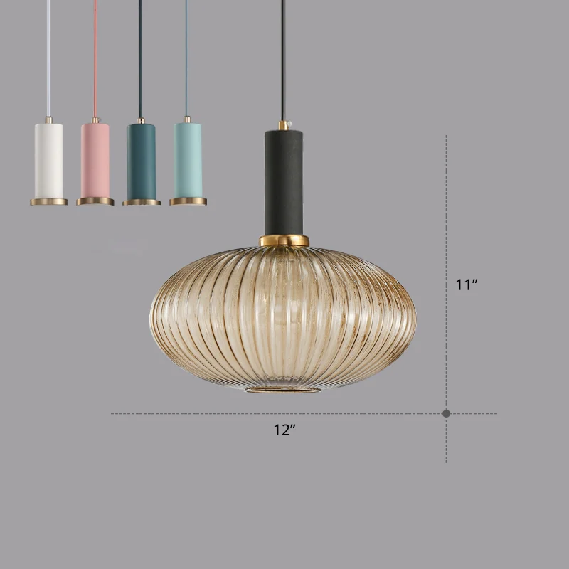 Lampe suspendue récent en forme de bouteille, verre nervuré, 1 ampoule, luminaire suspendu pour salle à manger