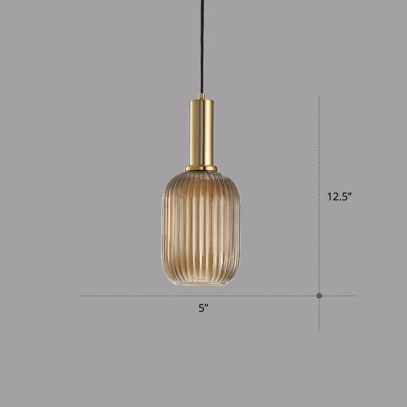 Lampe suspendue récent en forme de bouteille, verre nervuré, 1 ampoule, luminaire suspendu pour salle à manger