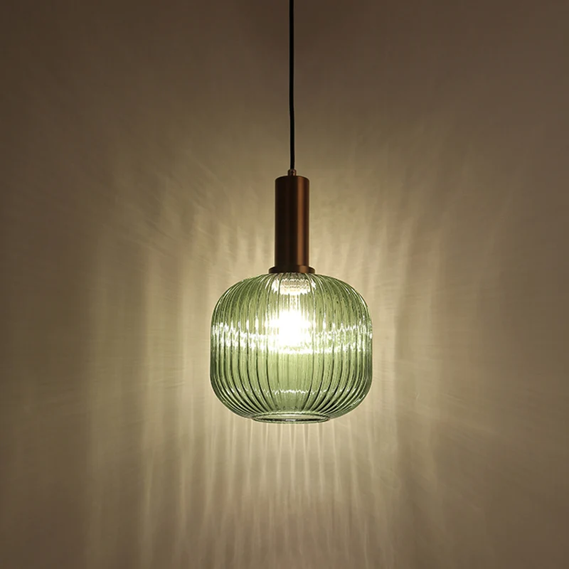 Lampe suspendue récent en forme de bouteille, verre nervuré, 1 ampoule, luminaire suspendu pour salle à manger