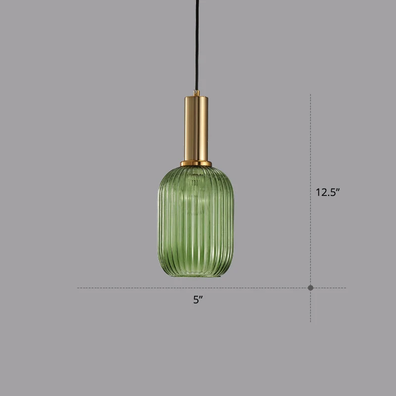 Lampe suspendue récent en forme de bouteille, verre nervuré, 1 ampoule, luminaire suspendu pour salle à manger