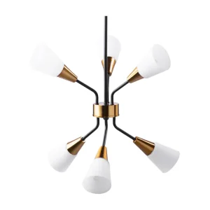 Lampe suspension blanche et dorée 6 ampoules AROYO VI