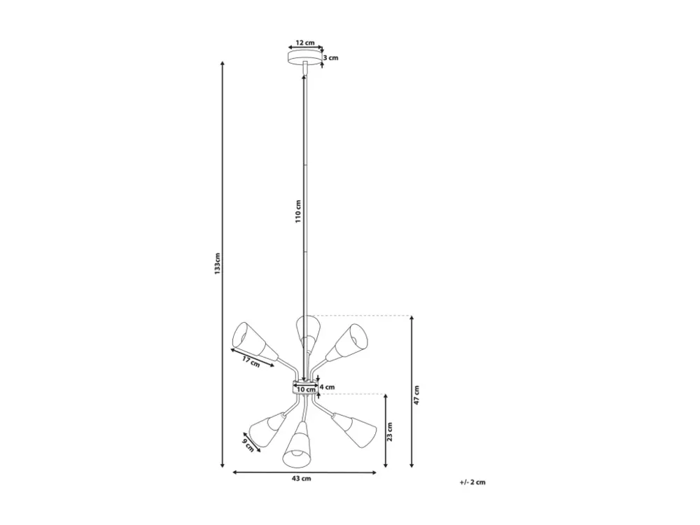 Lampe suspension blanche et dorée 6 ampoules AROYO VI