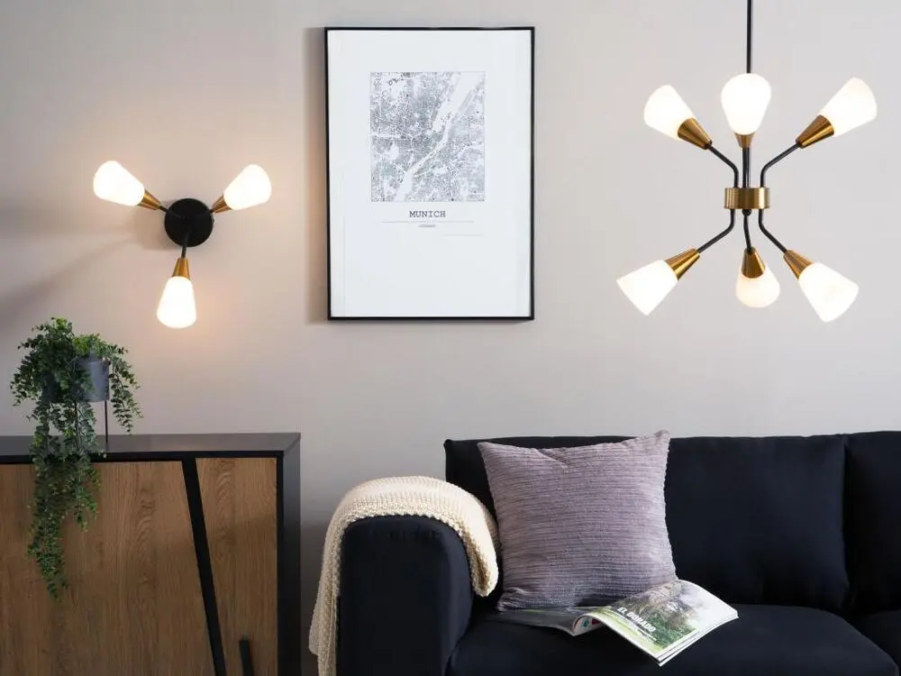 Lampe suspension blanche et dorée 6 ampoules AROYO VI