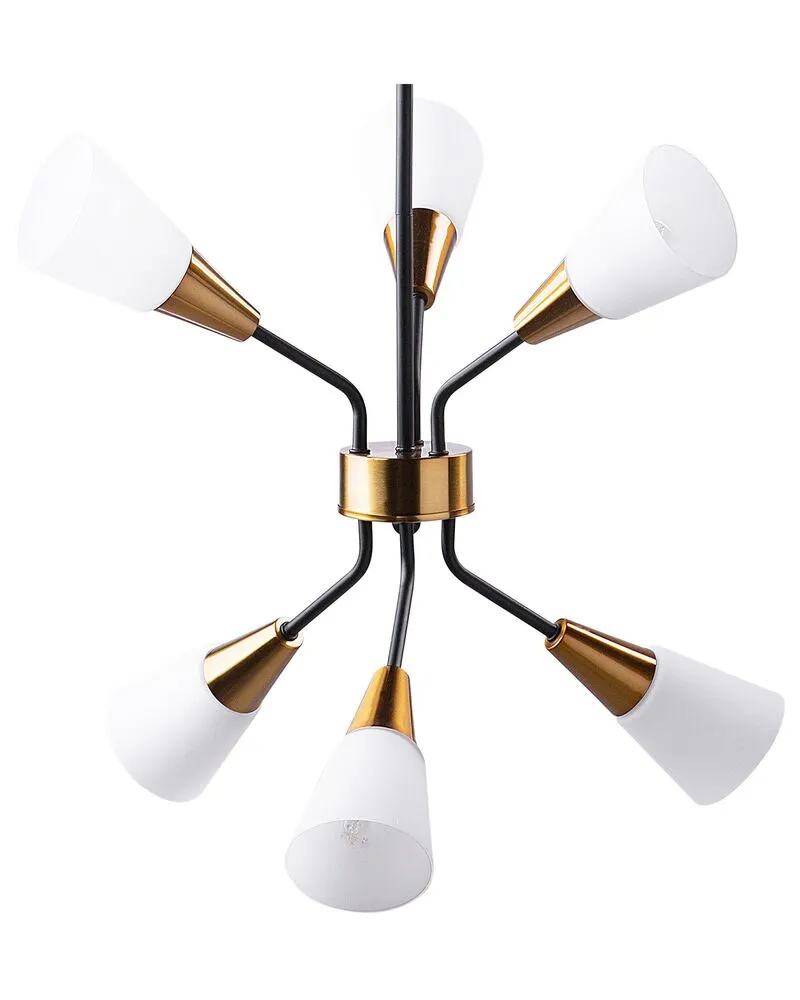 Lampe suspension blanche et dorée 6 ampoules AROYO VI