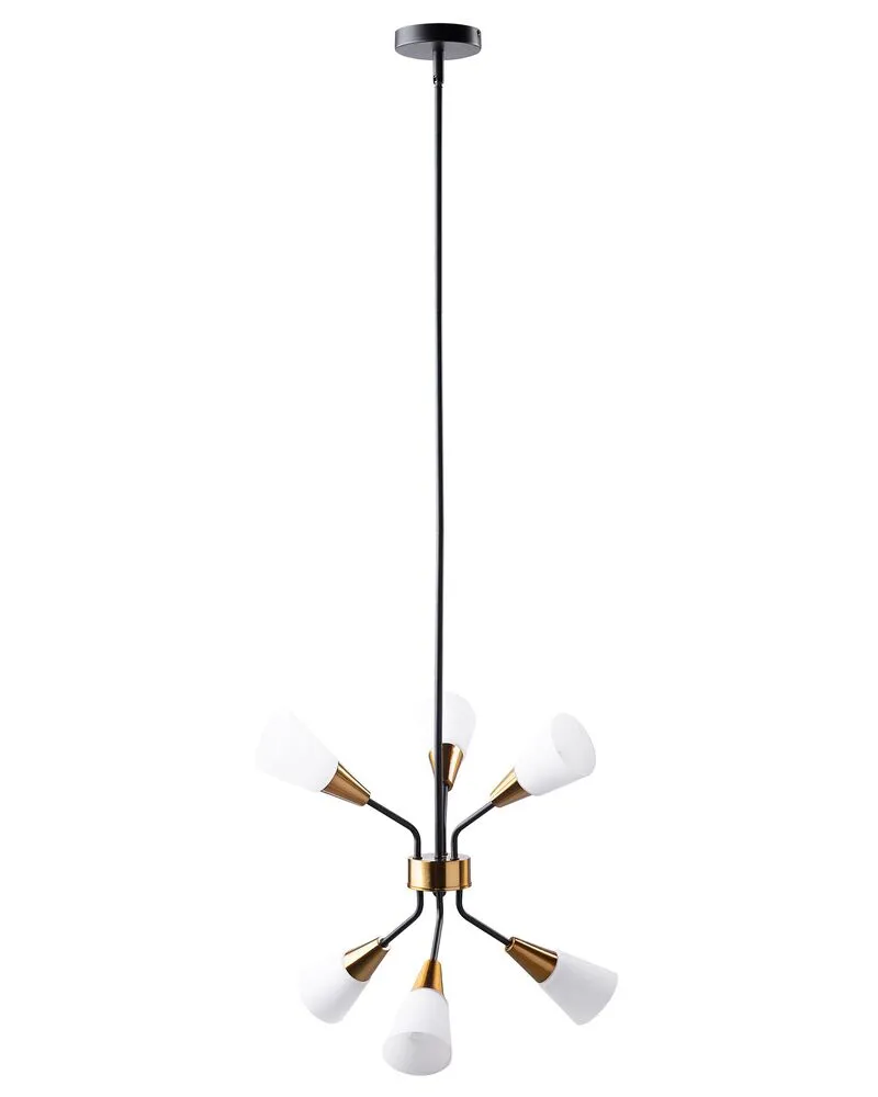 Lampe suspension blanche et dorée 6 ampoules AROYO VI