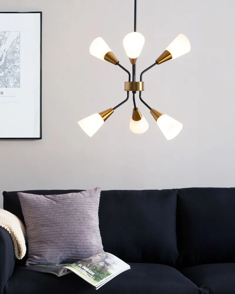 Lampe suspension blanche et dorée 6 ampoules AROYO VI