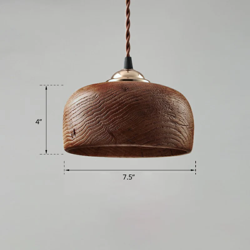 Lampe à suspension nordique à ampoule singulier pour restaurant avec abat-jour en bois
