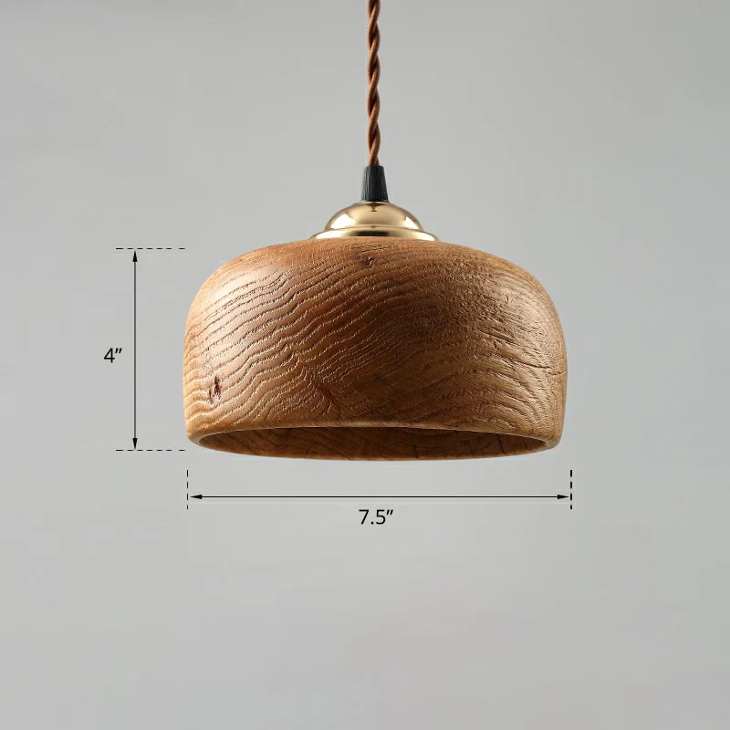 Lampe à suspension nordique à ampoule singulier pour restaurant avec abat-jour en bois