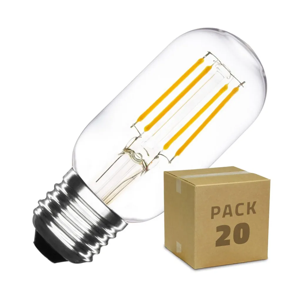 Lot de 20 ampoules LED E27 dimmables filament Tory T45 4W tiède.