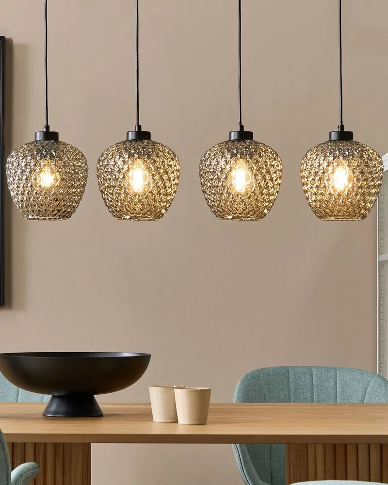 Lustre à 4 ampoules en verre gris SHERRY