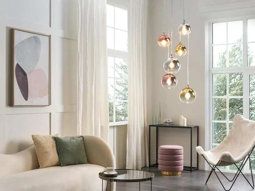 Lustre à 6 ampoules en verre multicolore TOOMA