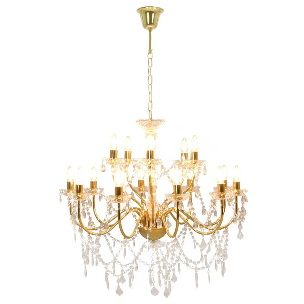 Lustre 2 couches Doré 15 ampoules E14