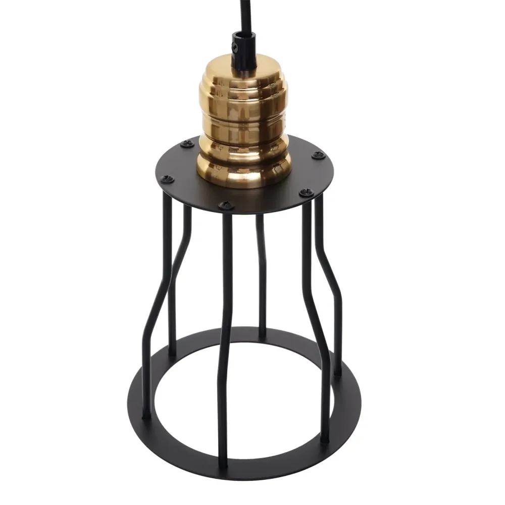 Lustre lampe suspendue design industriel réglable en hauteur noir 5x abat-jour 04_0003597