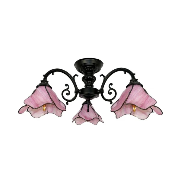 Lustre à pétales à 3/5 ampoules, lampe Vieux en verre teinté, luminaire de plafond pour salon, rose