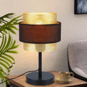 NETTLIFE Lampe de table rétro noir - lampe de table d'époque E27-jour en tissu style industriel antique - sans ampoule