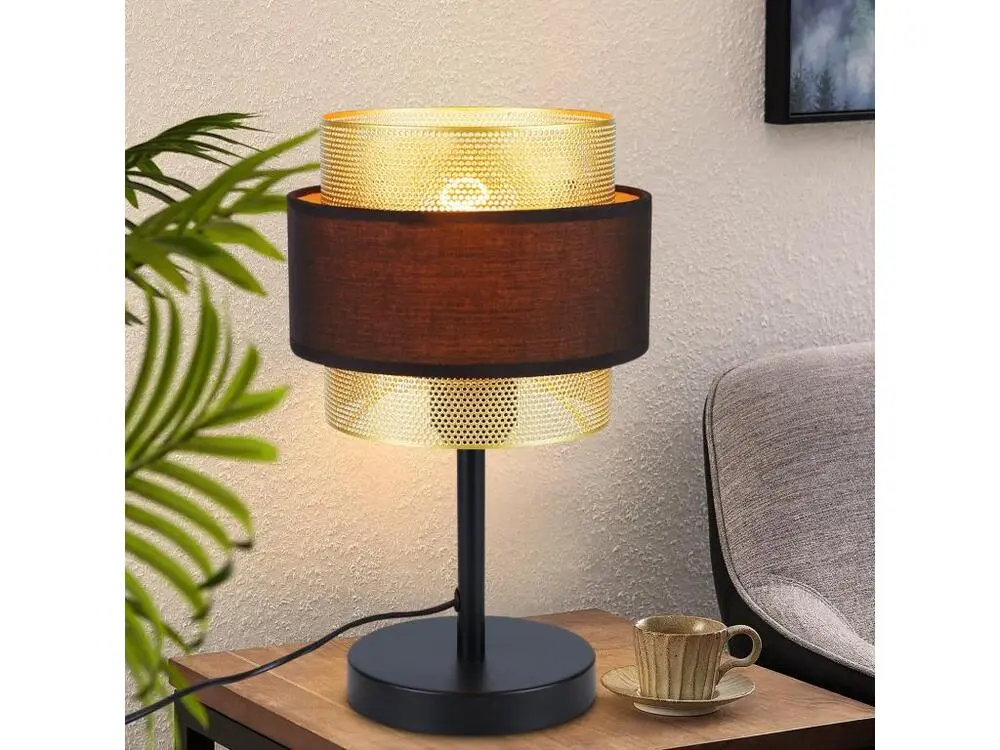 NETTLIFE Lampe de table rétro noir - lampe de table d'époque E27-jour en tissu style industriel antique - sans ampoule