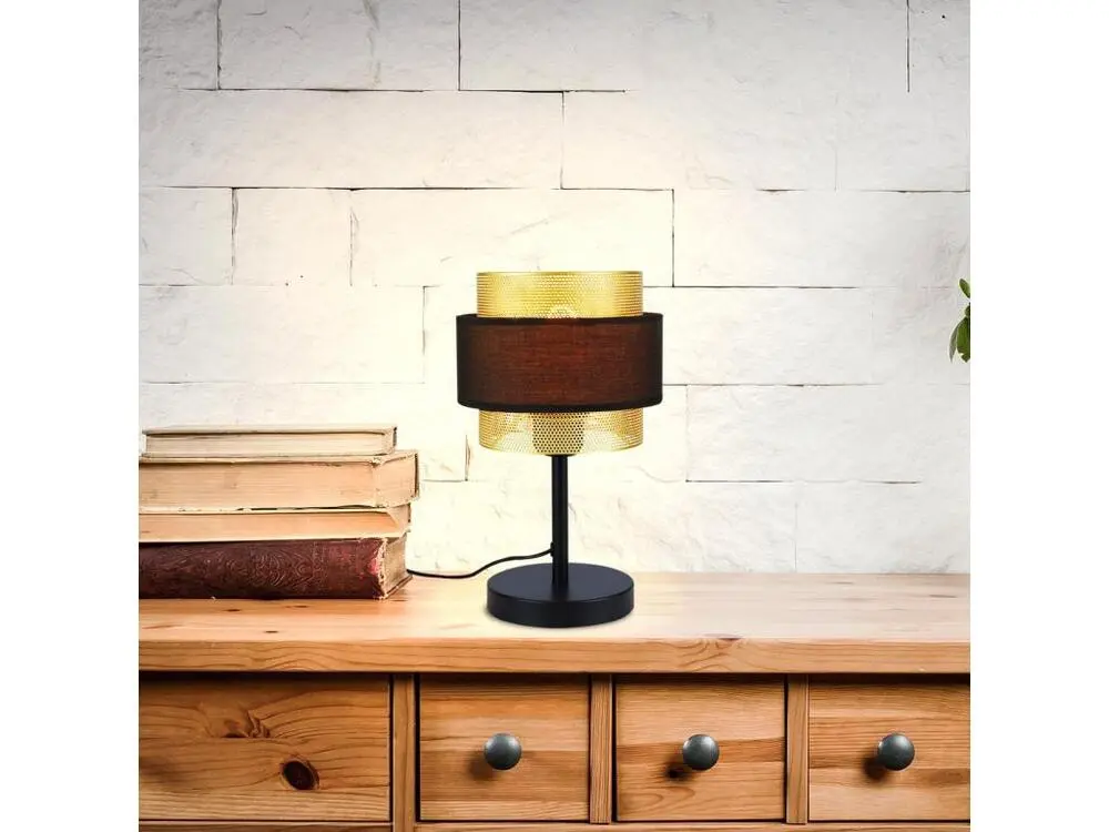 NETTLIFE Lampe de table rétro noir - lampe de table d'époque E27-jour en tissu style industriel antique - sans ampoule