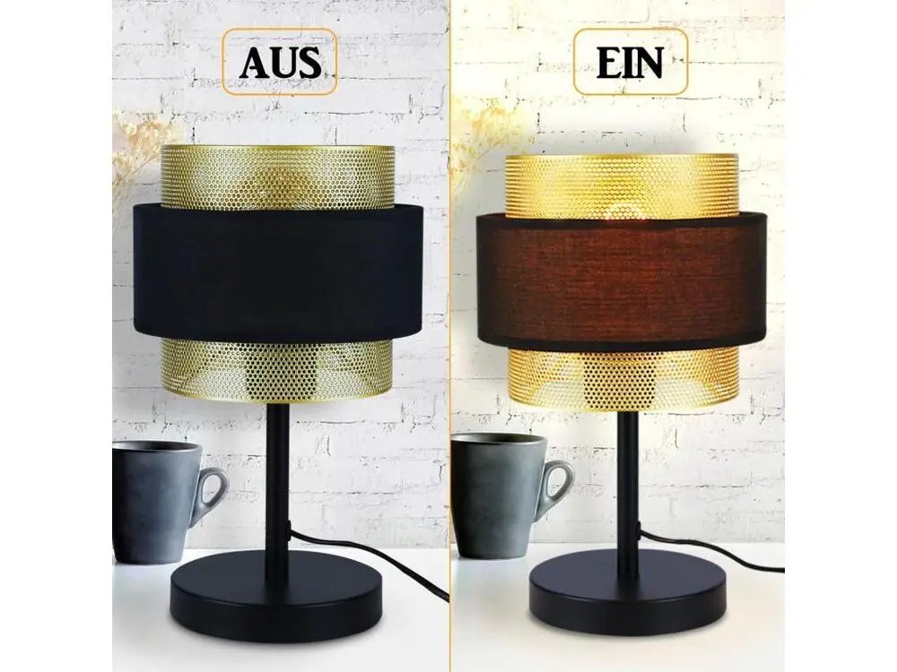 NETTLIFE Lampe de table rétro noir - lampe de table d'époque E27-jour en tissu style industriel antique - sans ampoule