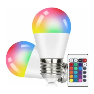 NETTLIFE Lot de 2 ampoules LED à changement de couleur E27 RVB blanc doux 4W avec télécommande intensité variable 16 coule...