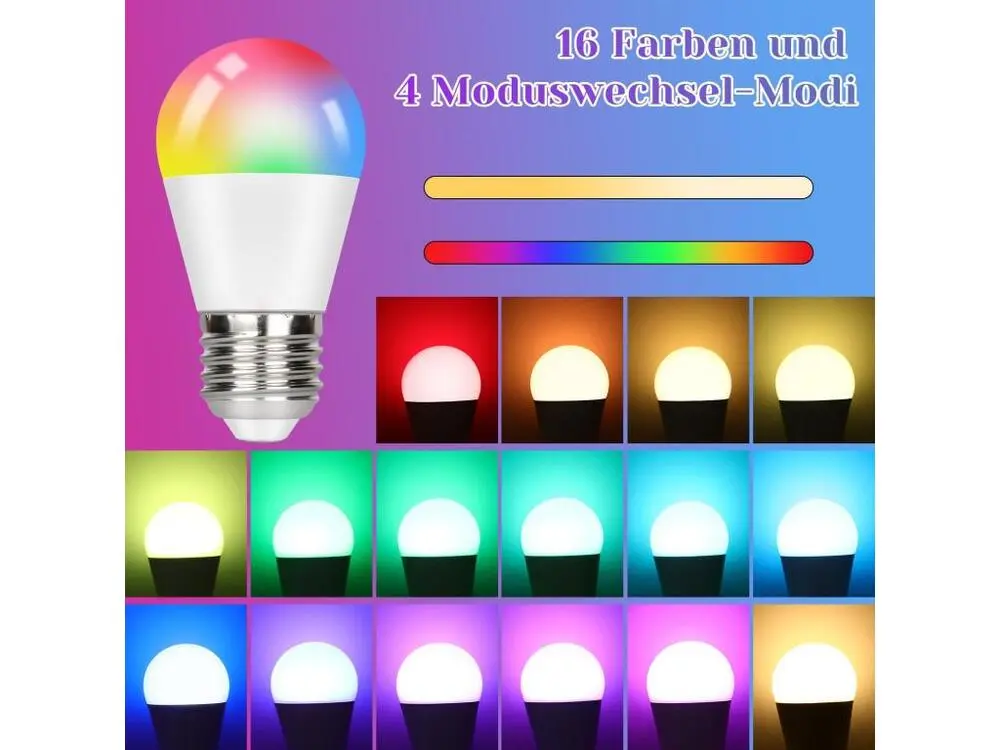 NETTLIFE Lot de 2 ampoules LED à changement de couleur E27 RVB blanc doux 4W avec télécommande intensité variable 16 coule...