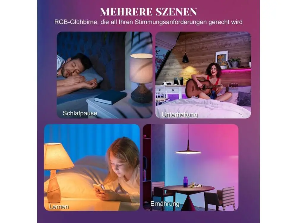 NETTLIFE Lot de 2 ampoules LED à changement de couleur E27 RVB blanc doux 4W avec télécommande intensité variable 16 coule...