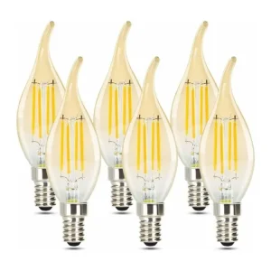 NETTLIFE Lot de 6 ampoules LED E14 bougies blanc chaud 4W 2700K filament d'époque Edison, style vintage, économie d'énergi...