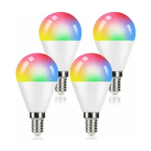 NETTLIFE Lot de 4 ampoules LED E14 RGB Edison dimmables avec télécommande 3000K blanc bouillant 4W changement de couleur (...