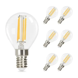 NETTLIFE Lot de 6 ampoules LED E14 vintage Edison - ampoules à filament blanc bouillant G45 2700K 4W en verre de haute qua...