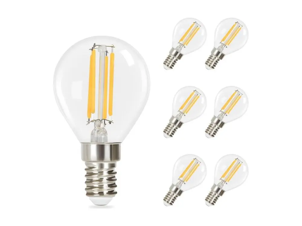 NETTLIFE Lot de 6 ampoules LED E14 vintage Edison - ampoules à filament blanc bouillant G45 2700K 4W en verre de haute qua...