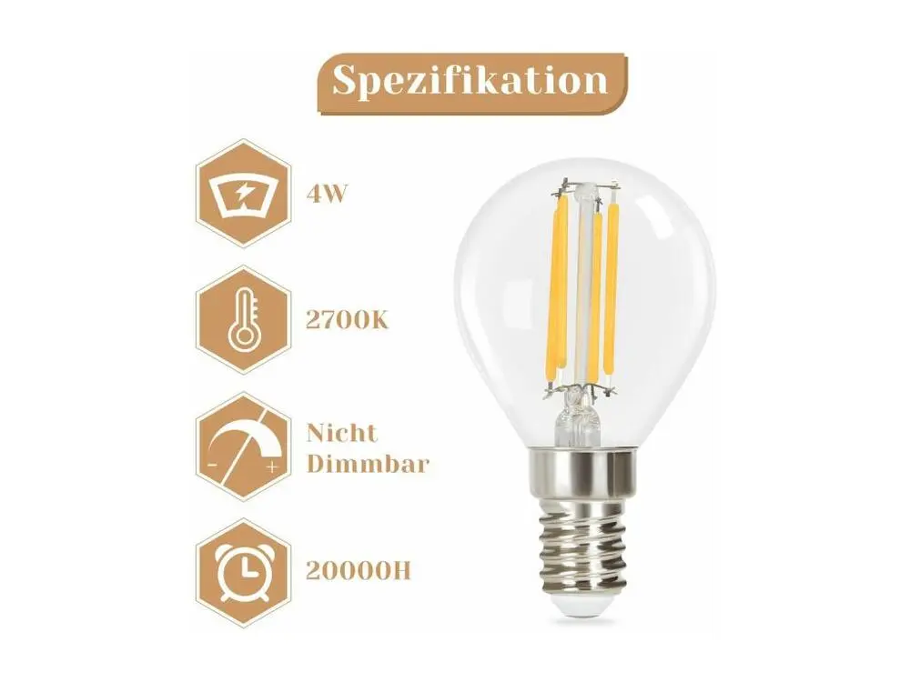 NETTLIFE Lot de 6 ampoules LED E14 vintage Edison - ampoules à filament blanc bouillant G45 2700K 4W en verre de haute qua...