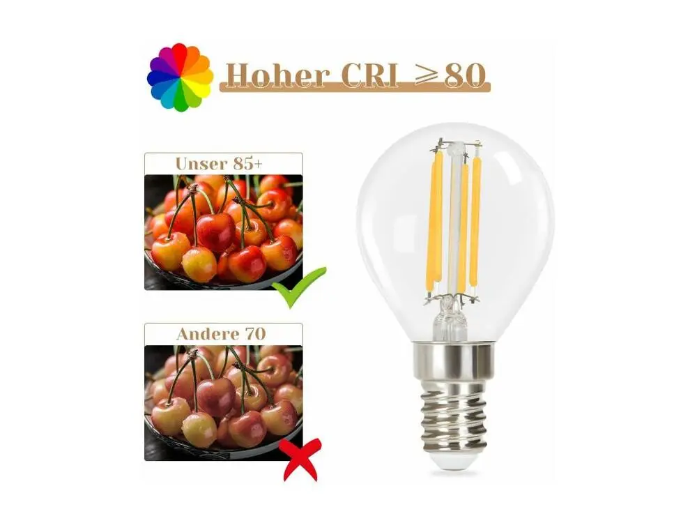 NETTLIFE Lot de 6 ampoules LED E14 vintage Edison - ampoules à filament blanc bouillant G45 2700K 4W en verre de haute qua...