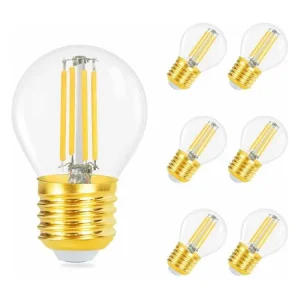 NETTLIFE Lot de 6 ampoules LED E27 à filament vintage blanc torride 2700K 4W modèle G45 en verre de haute qualité idéales...